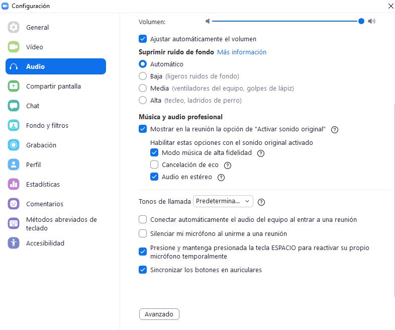 Activar sonido de alta fidelidad en Zoom paso 3