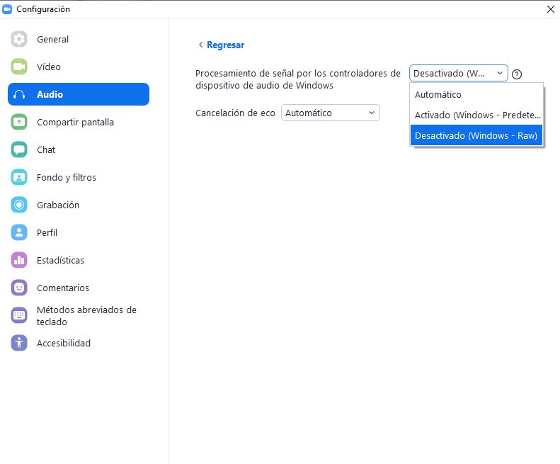 Activar sonido de alta fidelidad en Zoom paso 4